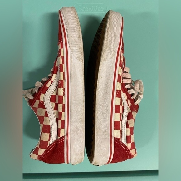 Vans Unisex Old Skool (Primary Check) Skate Shoe, men sz 6.5, women sz 8, red - Picture 5 of 7